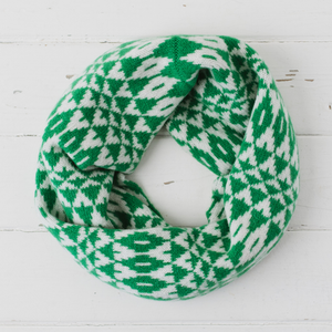 Mirror snood / cowl - billiard green and white