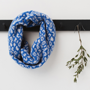 Leopard snood / cowl - river blue and pearl grey