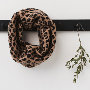 Leopard snood / cowl - camel