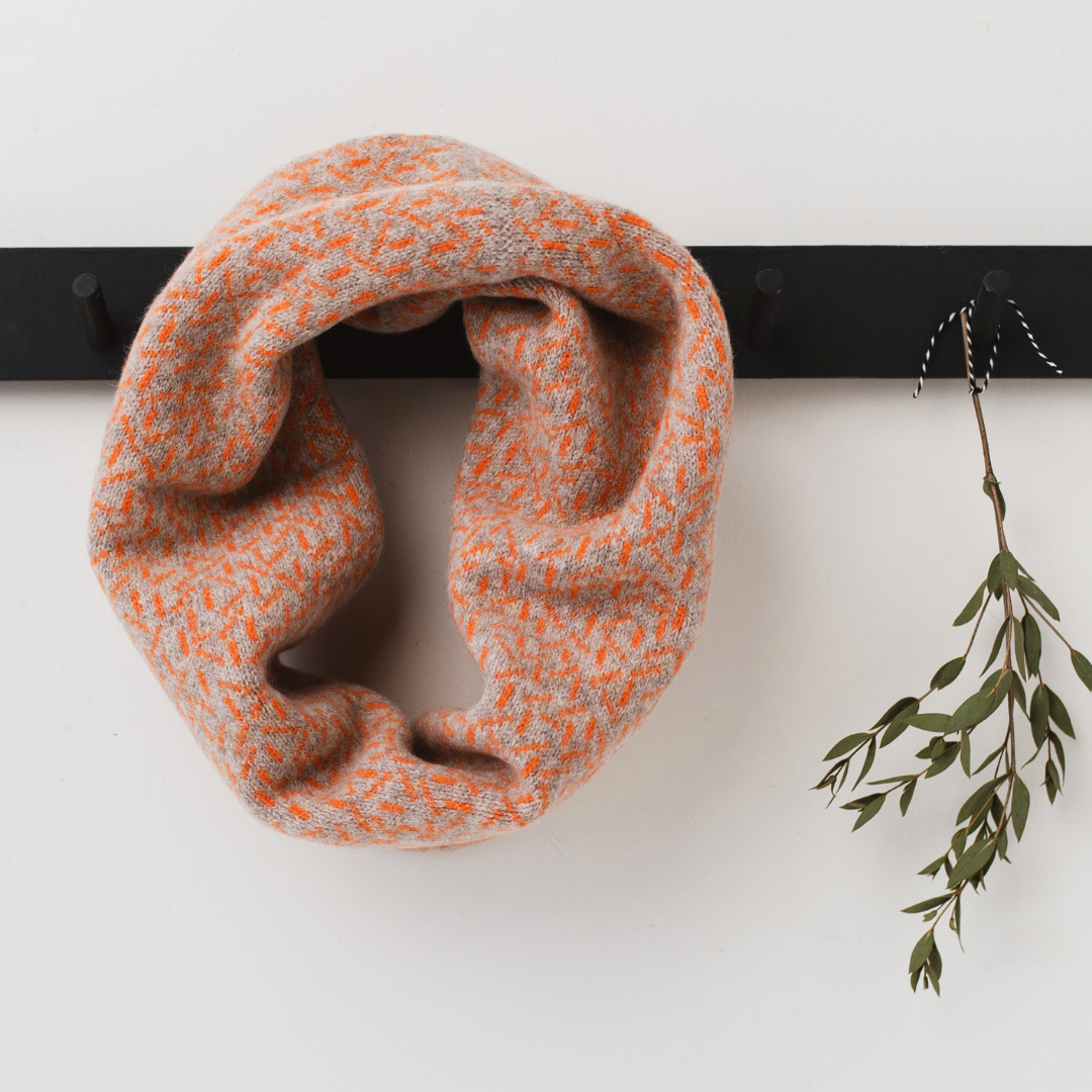 Scatter snood / cowl - cobble and orange soda (MADE TO ORDER)