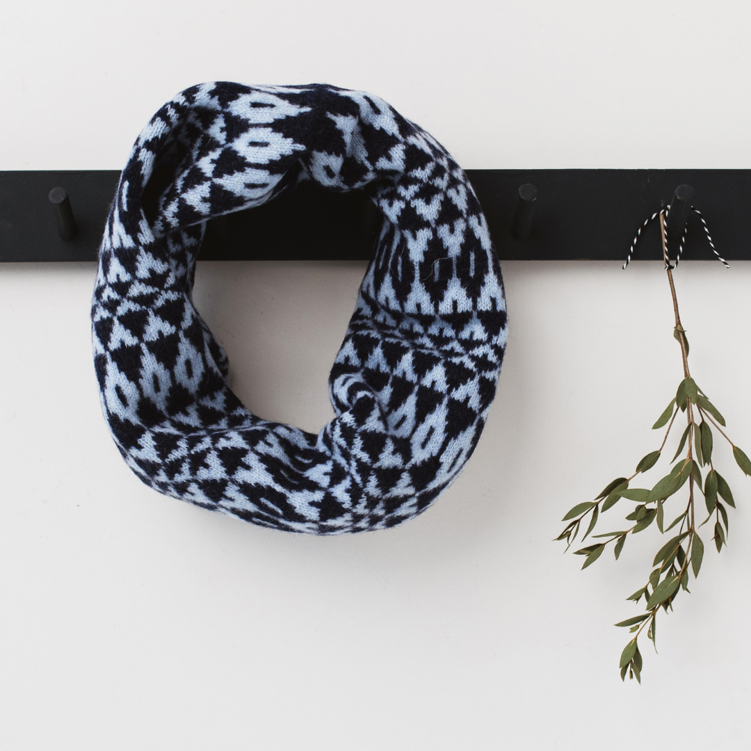 Mirror snood / cowl - navy and angelite blue