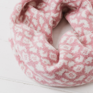 Leopard snood / cowl - calamine pink and white (MADE TO ORDER)