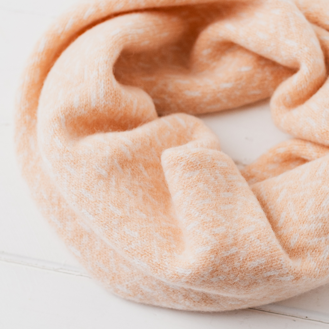 Scatter snood / cowl - nectarine and white