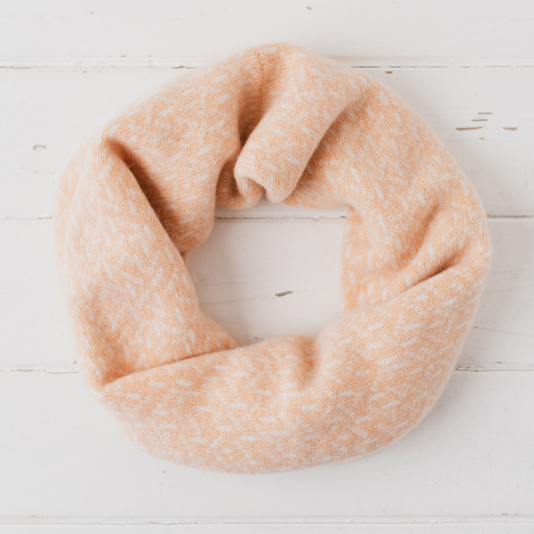 Scatter snood / cowl - nectarine and white