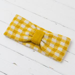 SAMPLE Gingham headband - piccalilli and ecru