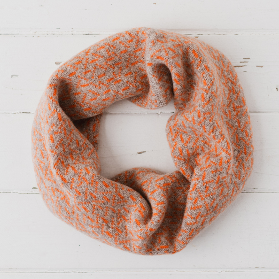 Scatter snood / cowl - cobble and orange soda