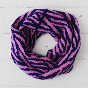 Zebra snood / cowl - nightfall and thulian pink