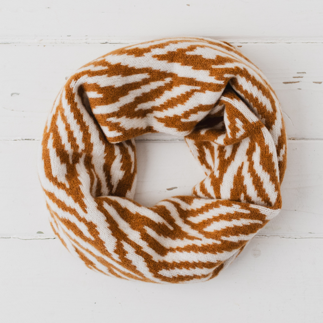 Zebra snood / cowl - sedona and white