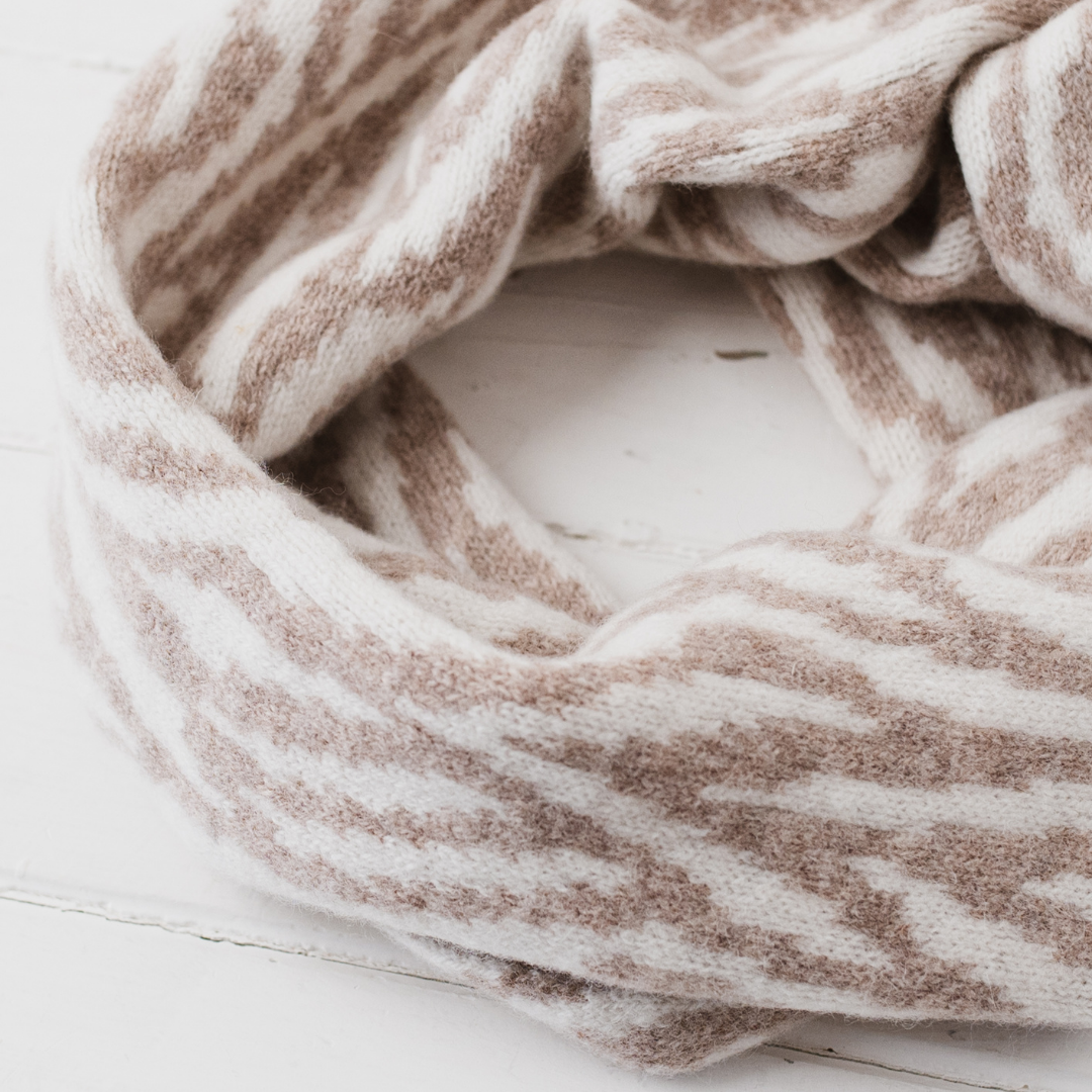 Zebra snood / cowl - cobble and white