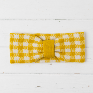 SAMPLE Gingham headband - piccalilli and ecru