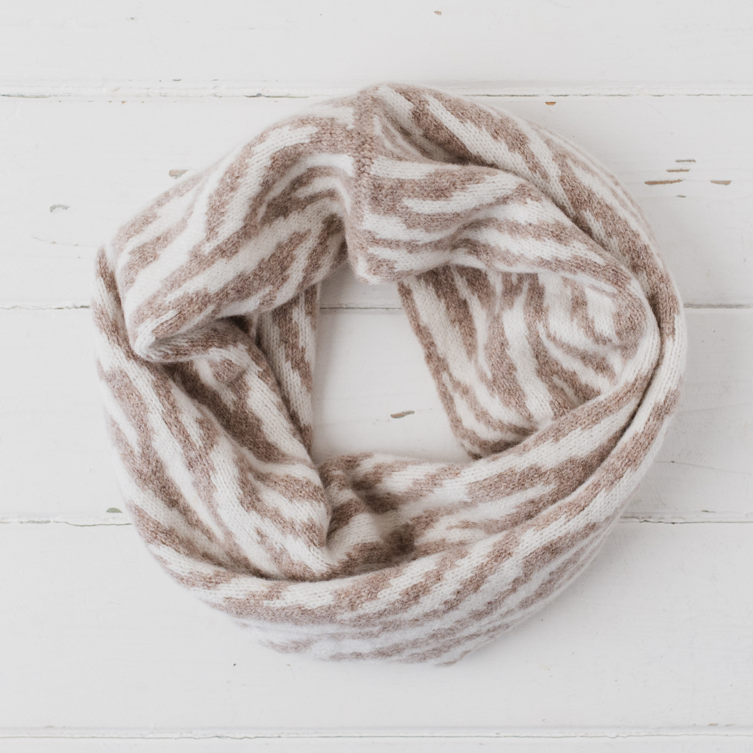 Zebra snood / cowl - cobble and white (MADE TO ORDER)