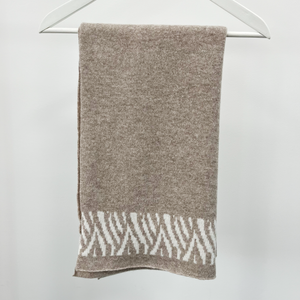 Zebra knitted wrap - cobble and white (MADE TO ORDER)